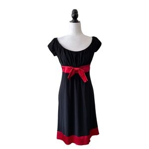 Vintage 90s black red stretchy peasant style top cocktail dress